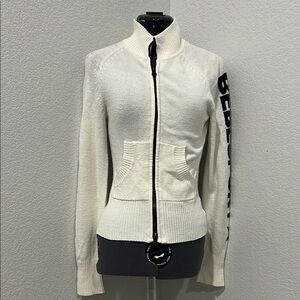 Bebe Sport Black and White Fitted Zip-Up Jacket